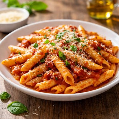 Pasta with cheese and sauce