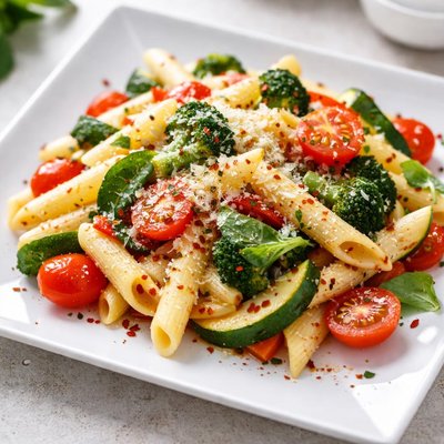 Pasta with cheese and vegetables