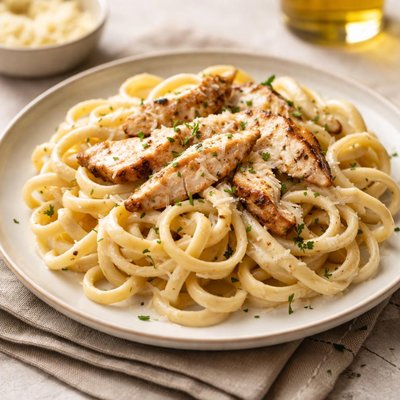 Pasta with chicken and alfredo