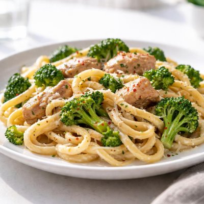 Pasta with chicken and broccoli
