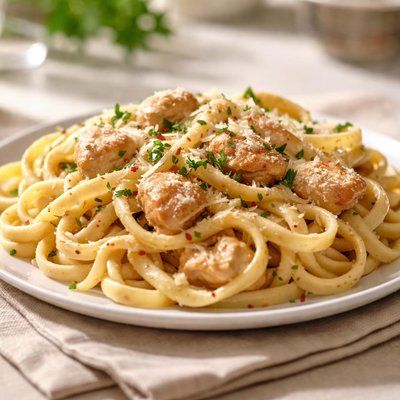 Pasta with chicken and sauce