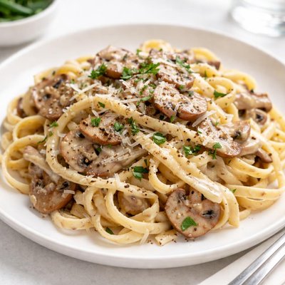 Pasta with creamy mushroom sauce