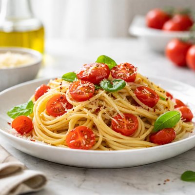Pasta with fresh tomatoes
