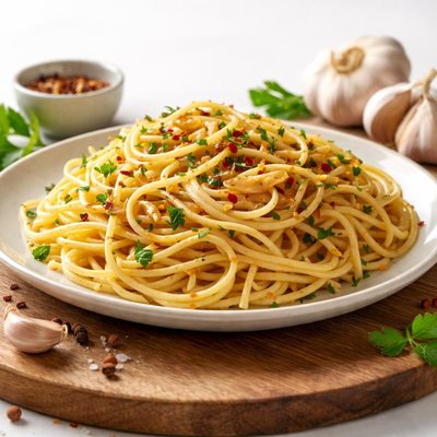 Pasta with garlic sauce