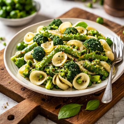 Pasta with green vegetables