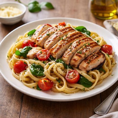 Pasta with grilled chicken