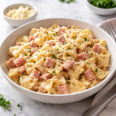Pasta with ham and cheese
