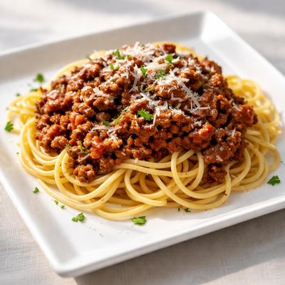 Pasta with meat sauce and cheese