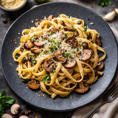 Pasta with mushroom and cheese