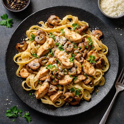 蘑菇鸡肉意大利面
