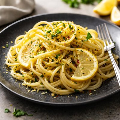 Pasta with olive oil and lemon