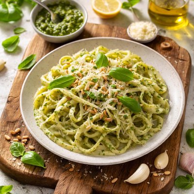 Pâtes au pesto et à la crème