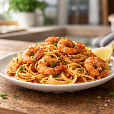 Pasta with prawns