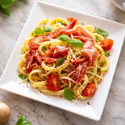 Pasta with prosciutto