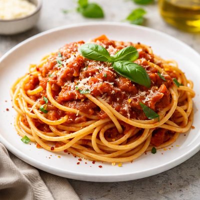 Pasta with red sauce
