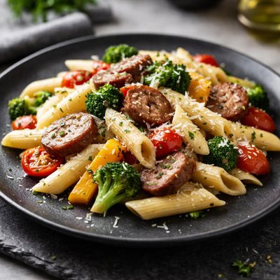 Pasta with sausage and vegetables
