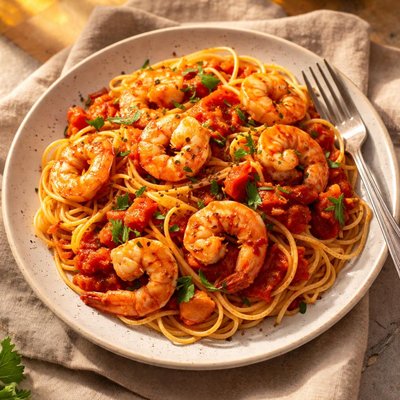 虾仁番茄意面