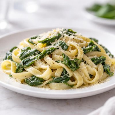 Pasta with spinach and cheese