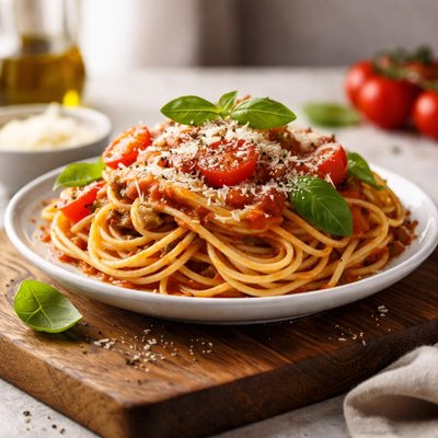 Pasta with tomato and cheese