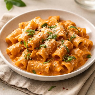 Pasta with tomato cream sauce