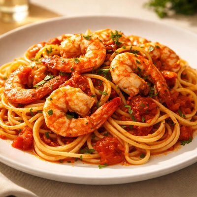 番茄酱虾意面