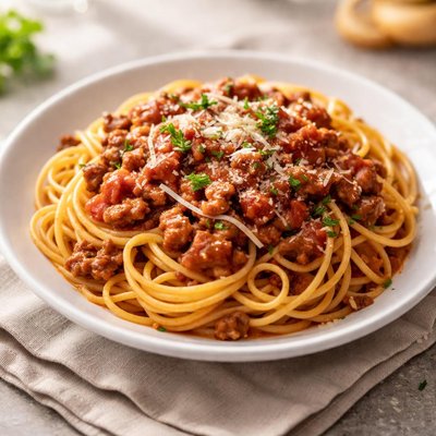 番茄酱肉意大利面