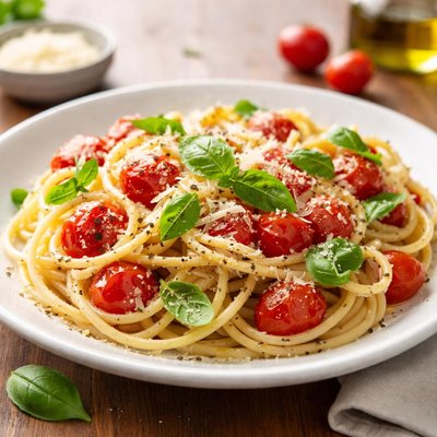 Pasta with tomatoes and cheese