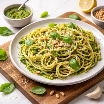 Pasta with vegan pesto