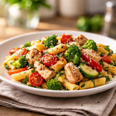 Pasta with vegetables and chicken