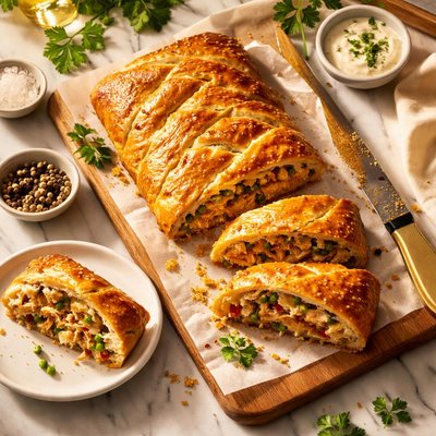 Pastel de pollo en hojaldre