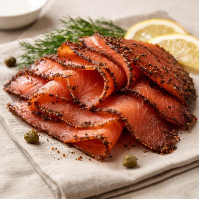 Pastrami style smoked atlantic salmon