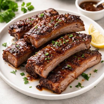 أضلاع لحم خنزير مربى في المراعي