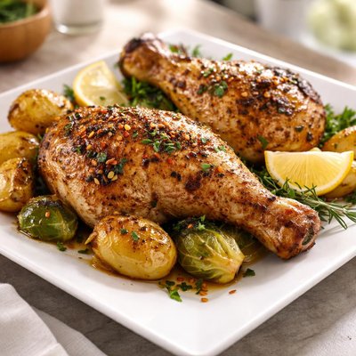 Pata muslo de pollo al horno