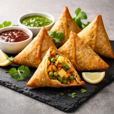 Pea and potato samosa