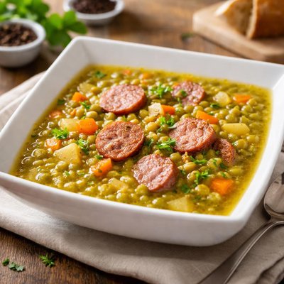 Pea soup with sausage