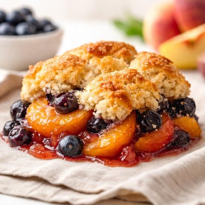 Peach blueberry cobbler