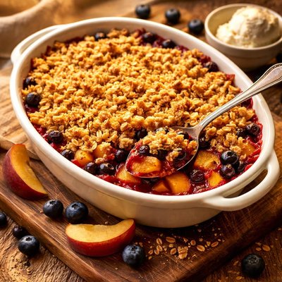 Peach blueberry crumble