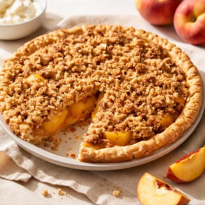 Peach crumble pie