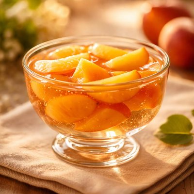 Peach in jelly