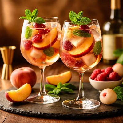 Peach lychee sangria
