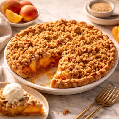 Peach pie with crumble top