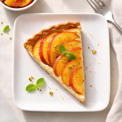 Peach tart slice