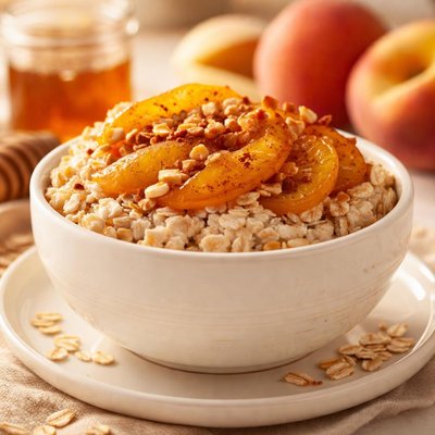 Peach upside down cake oats overnight