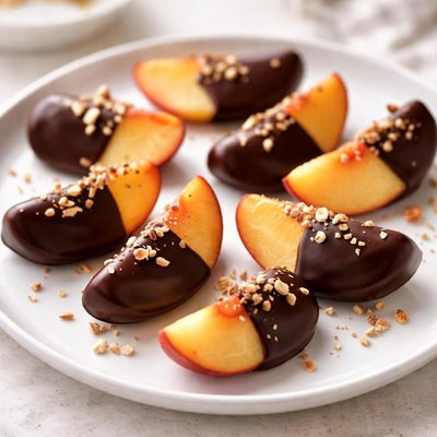 Duraznos en chocolate negro