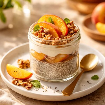 Peachie spoon chia pudding