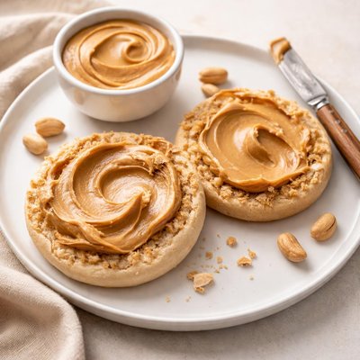 Peamut butter and english muffin