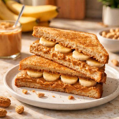 Peanut butter and banana sandwhich
