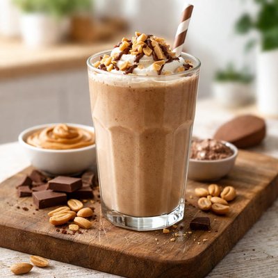 Peanut butter and chocolate protein shake