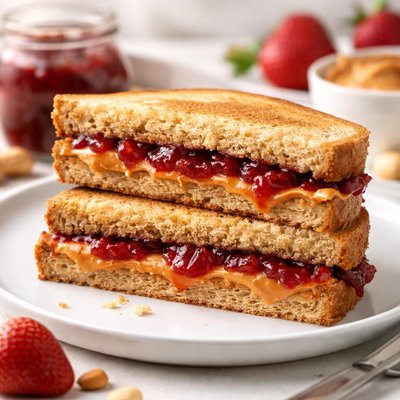 Peanut butter and jam sandwich