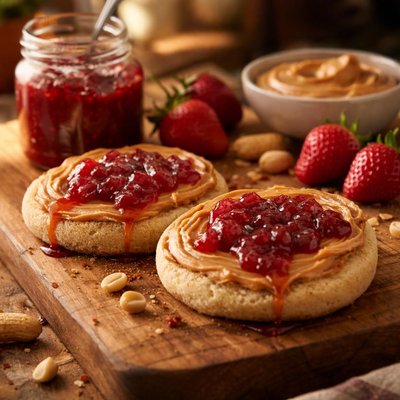 Peanut butter and jelly english muffin